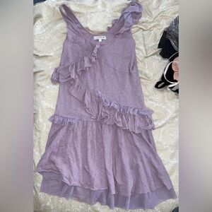 LA ROK purple sleeveless ruffle short asymmetrical mini dress medium m LAROK